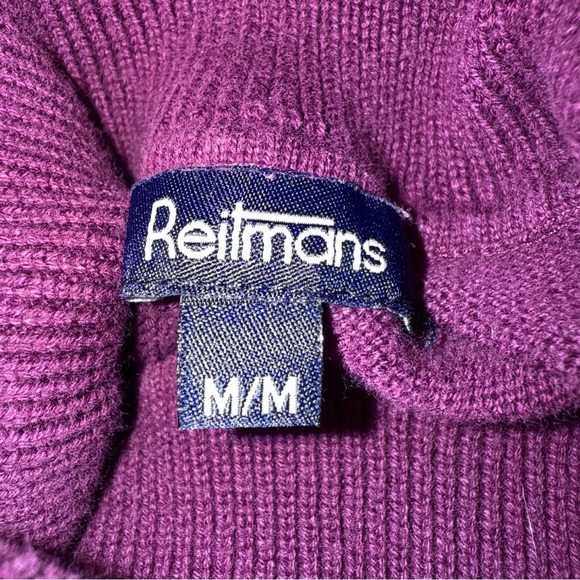 Reitmans Argyle Sweater Cotton Blend Purple Turtleneck 3/4 Sleeves Women’s Sz M - Picture 12 of 13